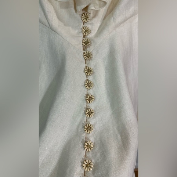 NWT Zimmermann Cream Linen Daisy Mini Dress Ruffle Long Sleeve AU 0P (US 2P) - Picture 11 of 16